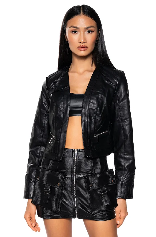 Luxury Fashion for Women HARD ROCK PU MOTO JACKET