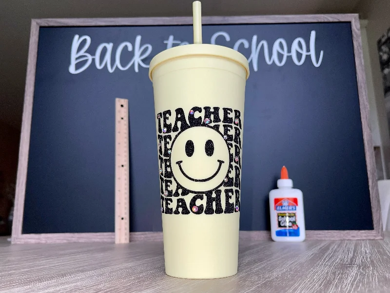 Travel Mugs Sale Teacher Smiley Face Matte Tumbler