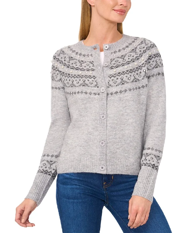 Elegant Contour CeCe Fairisle & Pearl Striped Yoke Cardigan