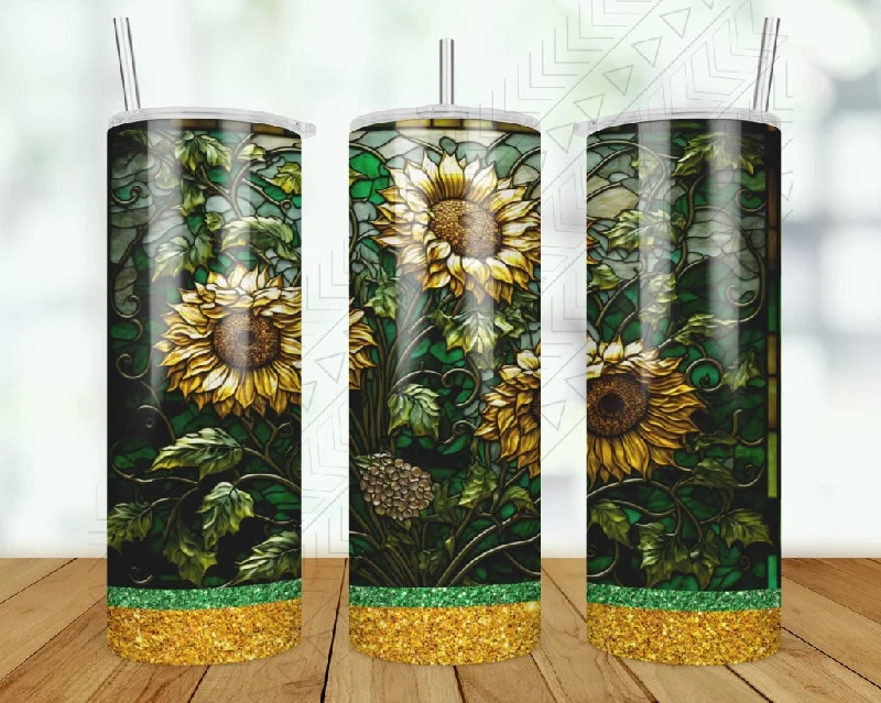 Holiday Drinkware Sunflower Stain Glass Tumbler