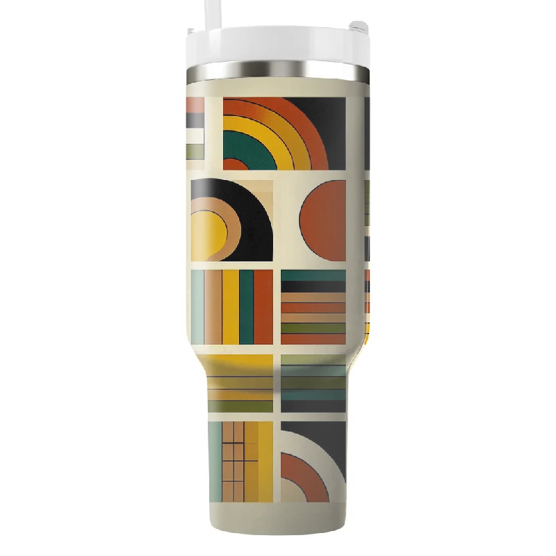 Popular Collection Retro 70s Color Blocks Tumbler With Handle