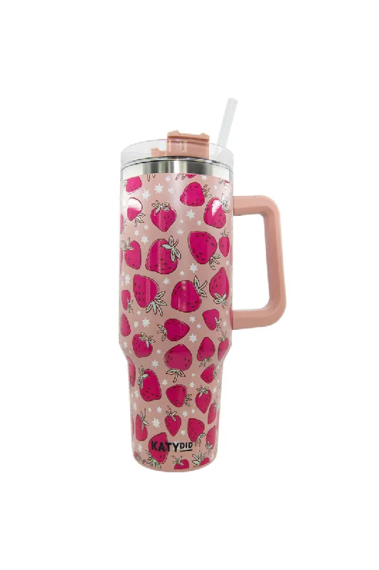 Casual Fashion Strawberries Printed Stainless Steel Tumbler