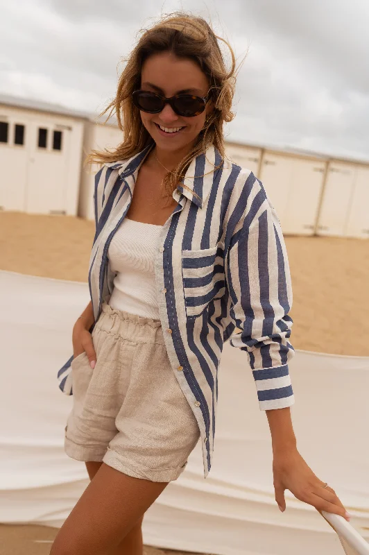 Elegant Attire Blue Striped Benza Shirt