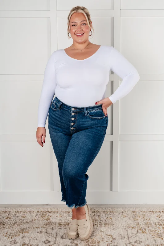 Luxe Women's Apparel Janice High Rise Button Fly Wide Leg Crop Jeans