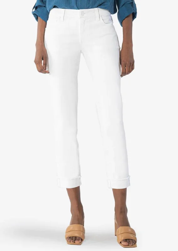 Stylish Spring Fashion KUT Amy Crop Straight Optic White Jeans