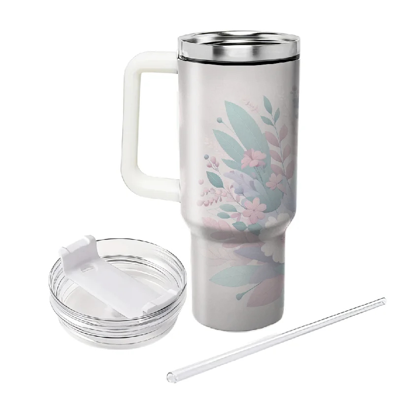 Ends Soon Artistic Floral Travel Tumbler With Handle
