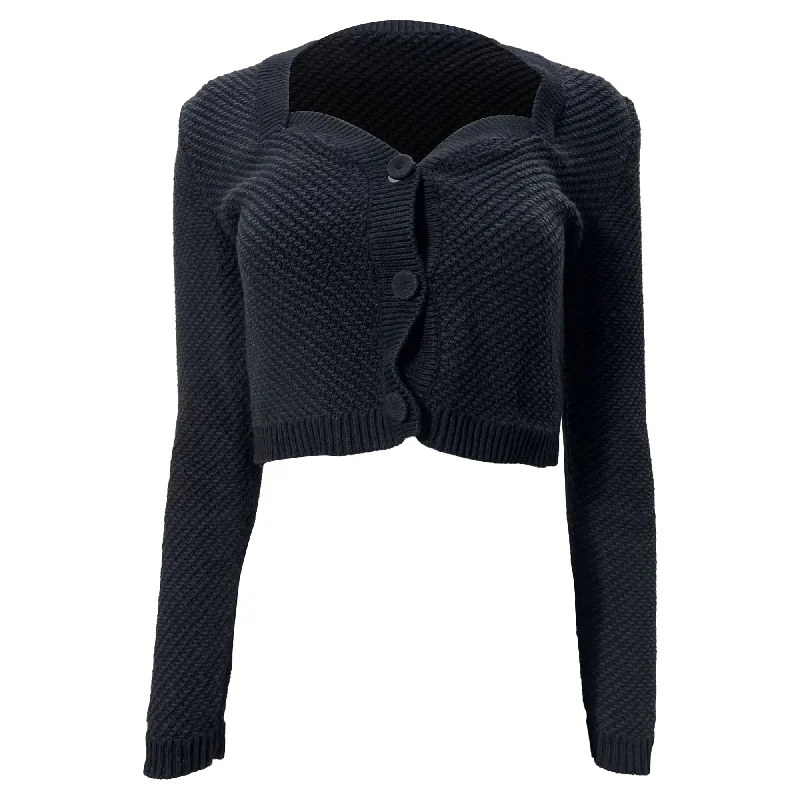 Latest Trends Nanushka Knitted Crop Cardigan in Black Cotton