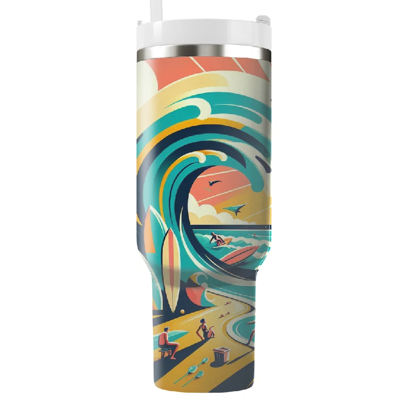 Chic Style, Always In Vogue Coastal Wave Tumbler With Straw