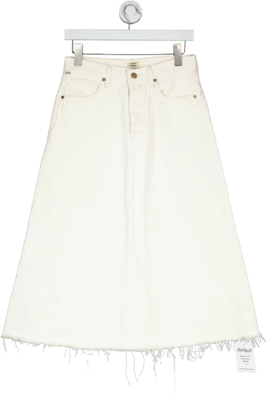 Fashion Forward Citizens of Humanity Cream Raw Hem Denim Skirt UK S