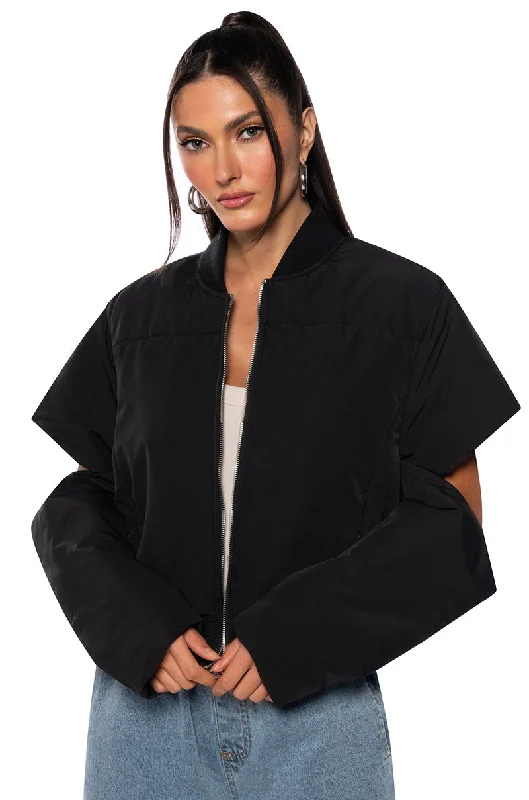 Ride The Style Wave CLUTCH KICK CUTOUT OVERSIZED PUFFER BOMBER