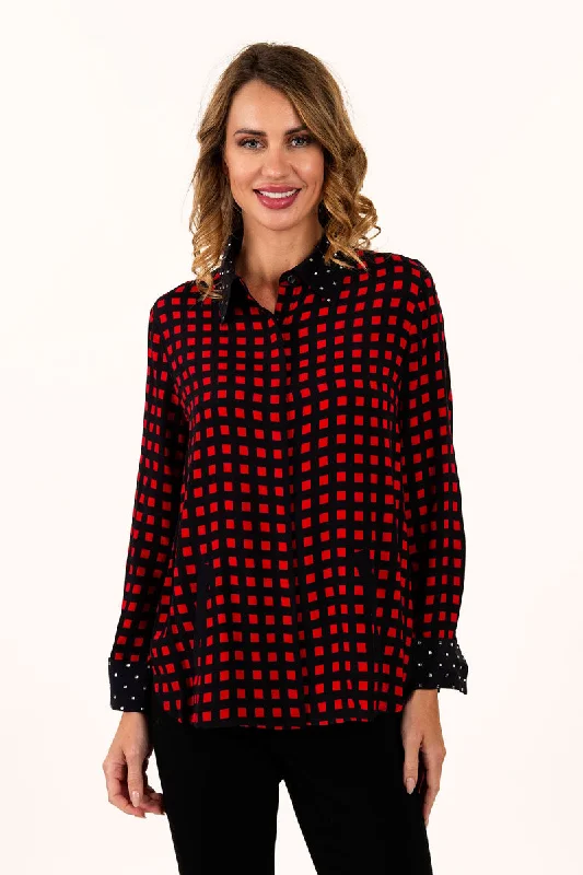 Latest Fashion Lemon Grass Mirror Detail Button Down Blouse