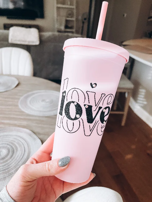Portable Bottles Sale Love✨ Pink Matte Tumbler
