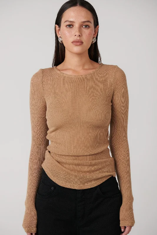 Seasonal Fashion Myles Crew Neck Top - Latte