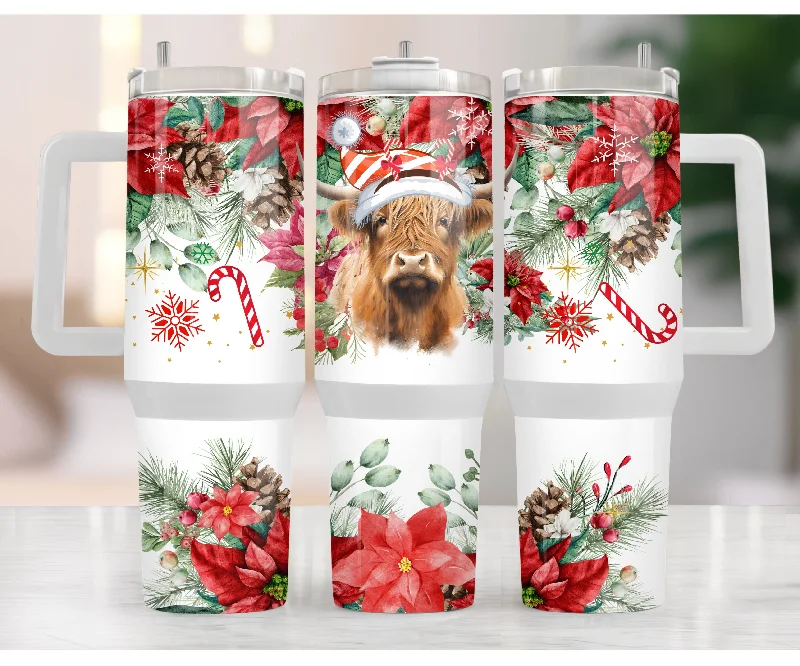 Exclusive Discounts Highland Cow 40 oz Christmas Tumbler with handle