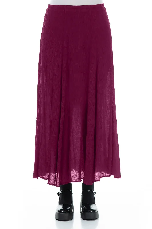 Fashion Essentials Crinkled Magenta Silk Viscose Maxi Skirt