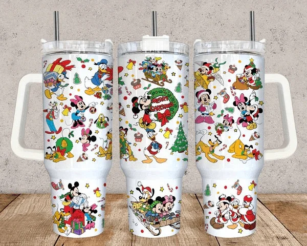 Fashion Frontiers Mickey Disney 40 oz Christmas Tumbler with handle