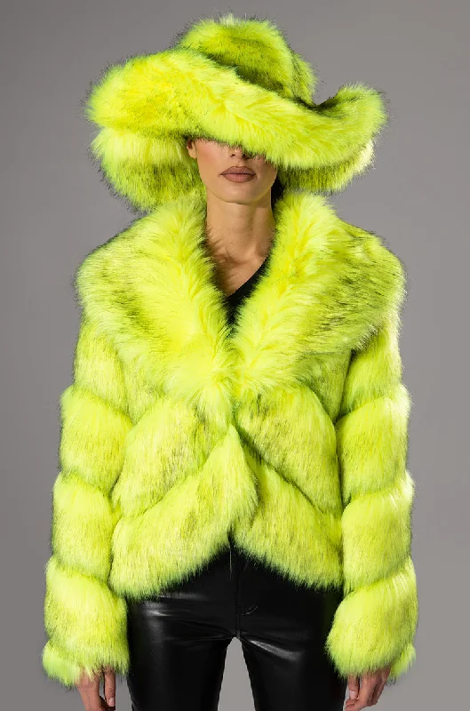 Tropical Island - Inspired Attire ACID MUSHROOM FAUX FUR JACKET
