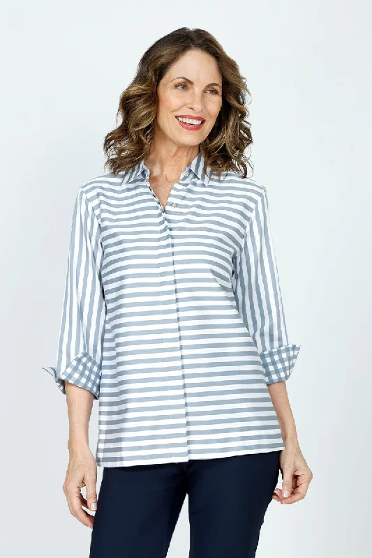 Elegant Style Hinson Wu Xena Striped Zip Back Blouse