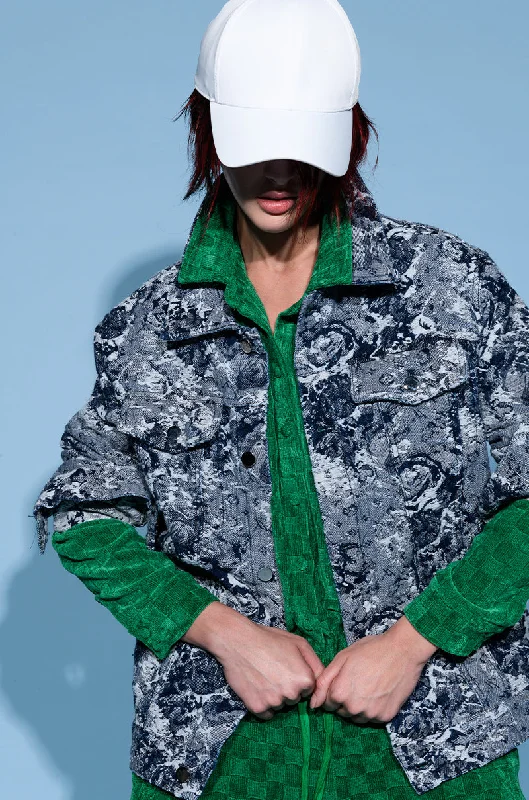 Statement Piece FLORAL DENIM OVERSIZED JACKET