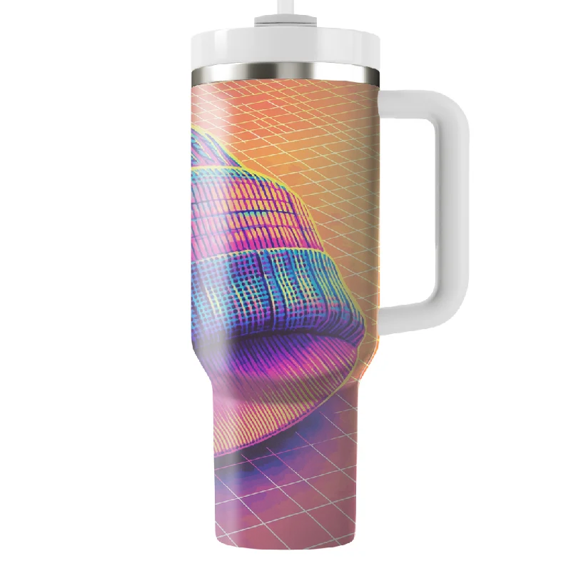 Modern Glass Drinkware Retro Synthwave Beanie Tumbler With Handle