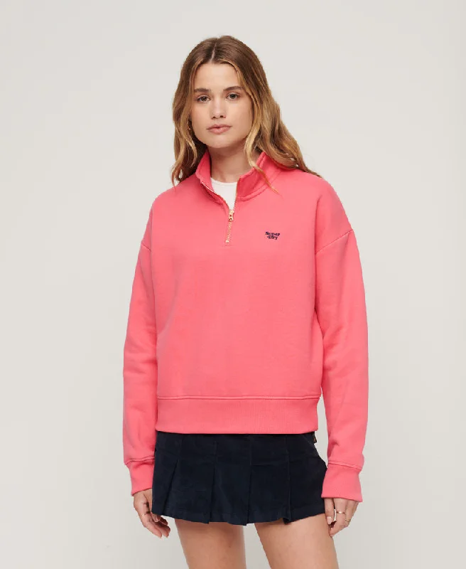 End Of Season Sale Vintage Logo Embroidered Henley Top | Camping Pink