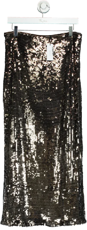 Premium Style Karen Millen Gun Metal Sequin Woven Midi Skirt UK 12