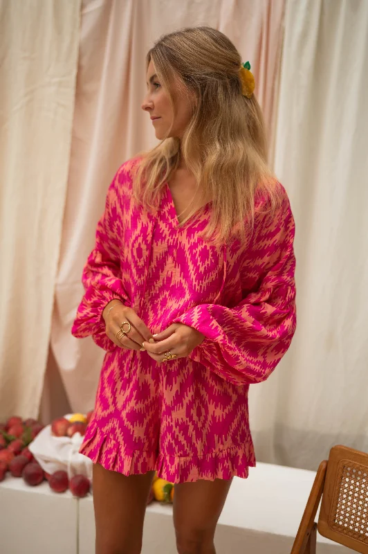 Holiday Glam Pink Patterned Constance Shirt