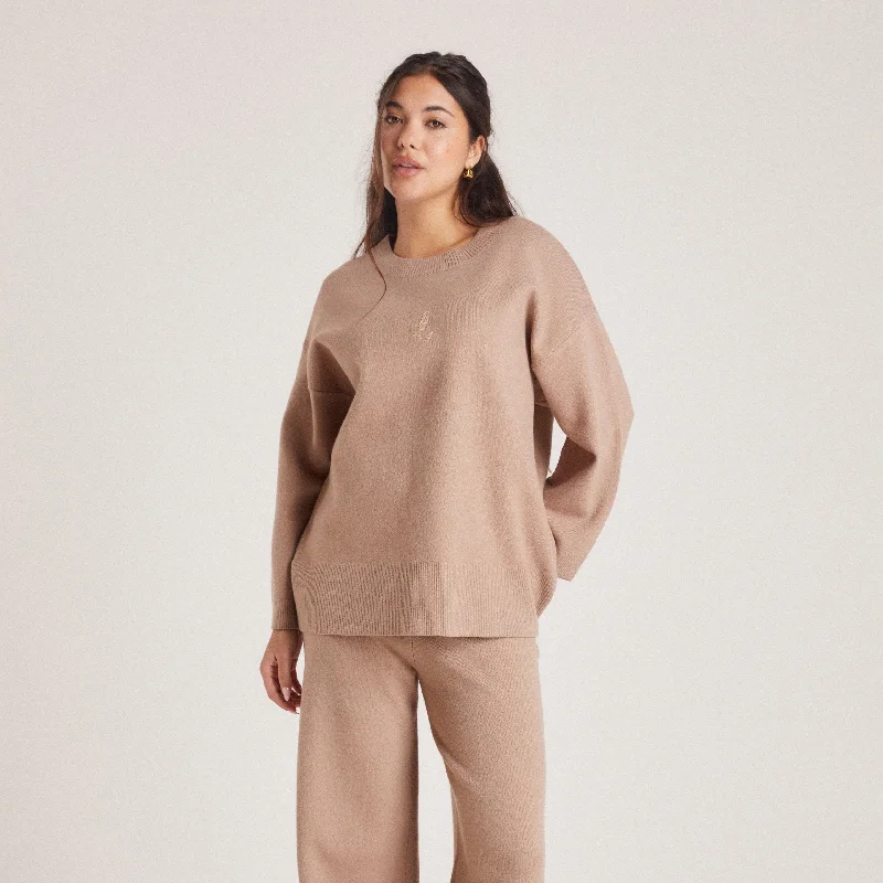 Fresh Styles, Fresh Deals Knitted Crew Neck Jumper - Mink