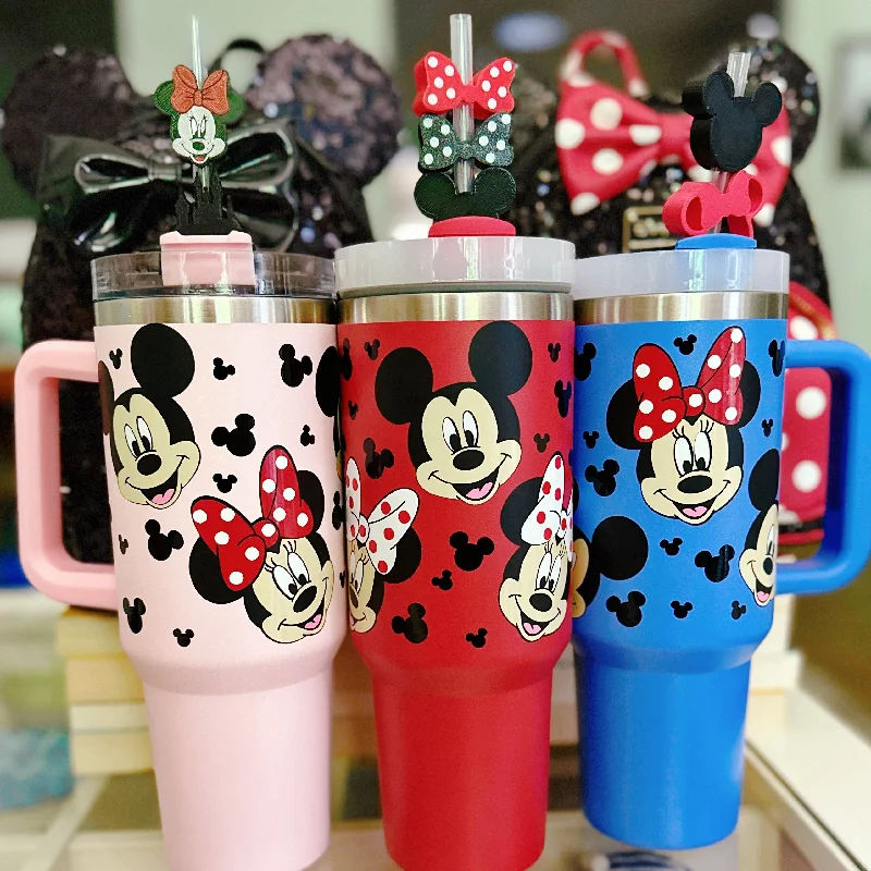 Drinkware Gift Ideas Mouse Character Faces All Around Design on 40 oz Quencher Inspired Stainless Steel Tumbler Drinkware Gift Ideas Mouse Character Faces All Around Design on 40 oz Quencher Inspired Stainless Steel Tumbler
