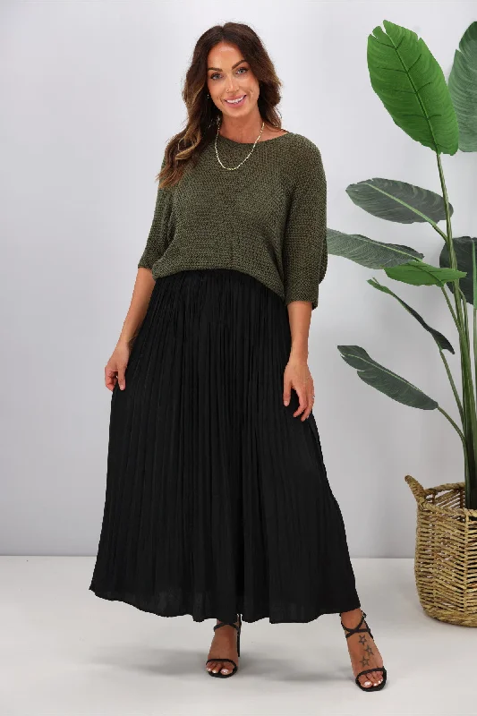 Elegant Style Jane James Tess Crushed Skirt Black