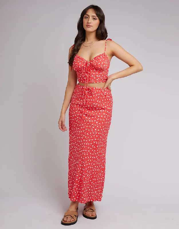 Elegant Ensemble All About Eve Gigi Floral Maxi Skirt Red