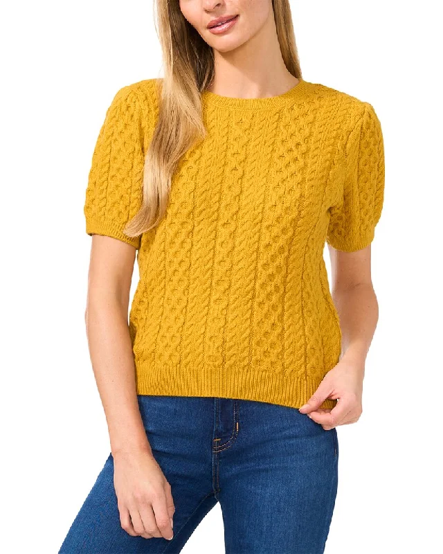 Boho - Chic Festival - Ready Style CeCe Puff Sleeve Mixed Cable Knit Sweater