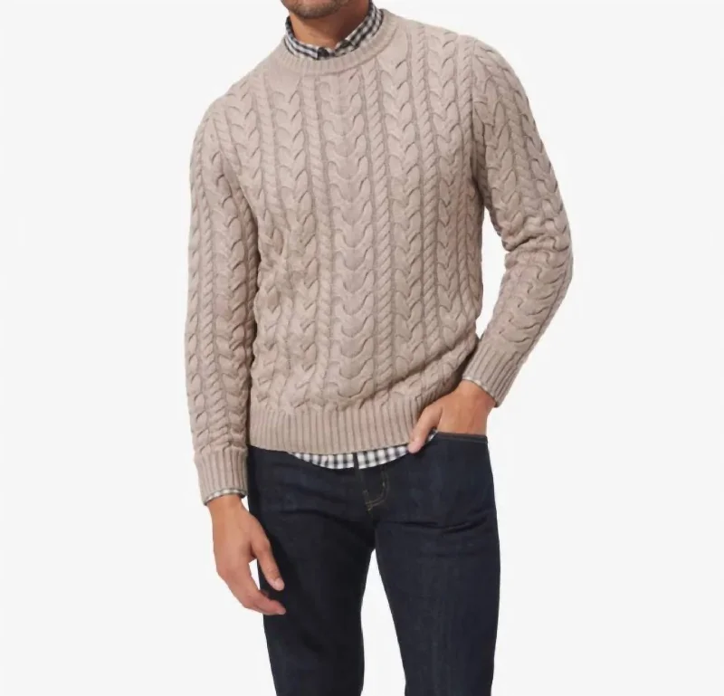 Stylish Savings Redford Cable Knit Sweater In Vintage Khaki