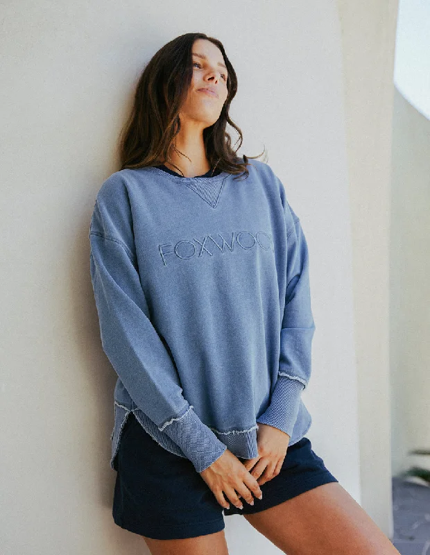 Limited Quantities Foxwood Washed Simplified Crew Blue