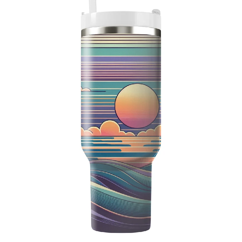 Personalized Drinkware Gifts Retro Wave Horizon Tumbler With Handle