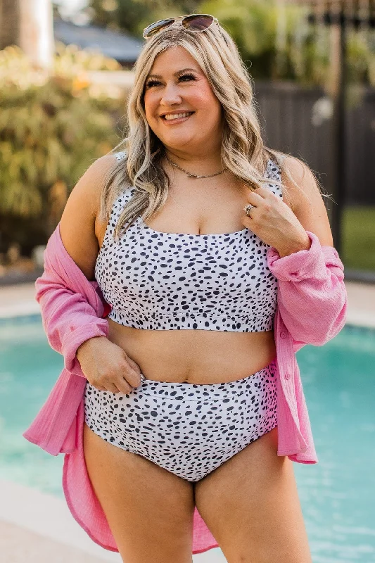 Trendy Fashion for Women Sweeter Than Sunshine Swim Top- Dalmatian Print