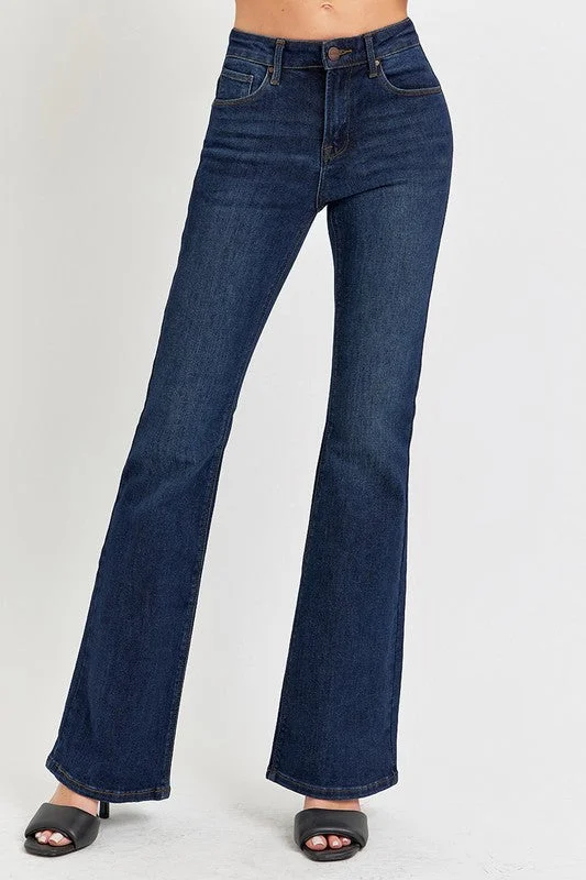Great Prices On Feminine Styles Risen Dark Wash Midrise Flare