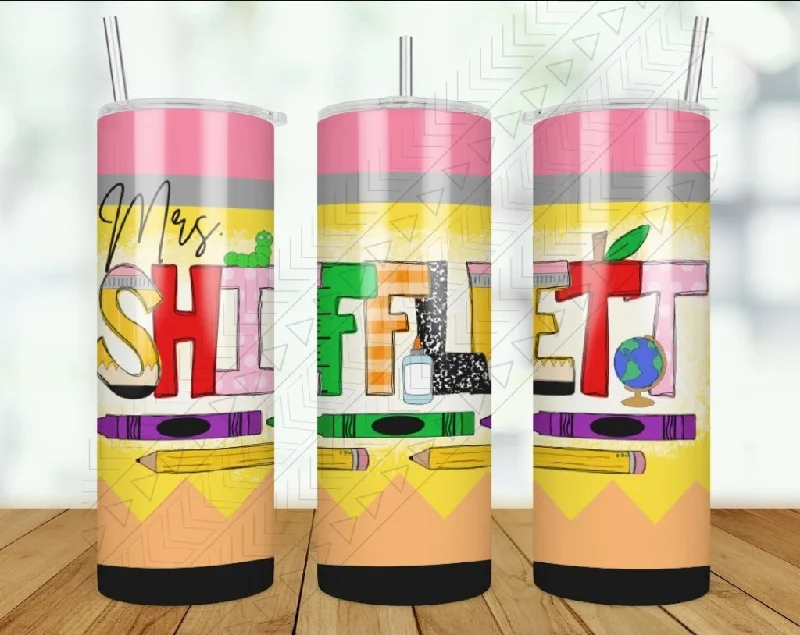 Glass Drinkware Teacher Pencil Tumbler