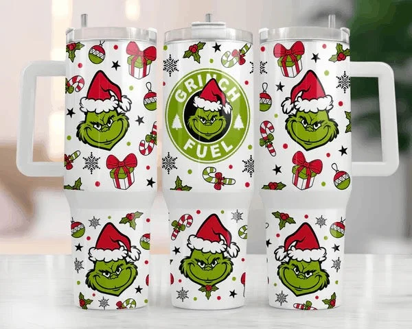 Get The Latest Trends Grinch Fuel 40 oz Christmas Tumbler with handle