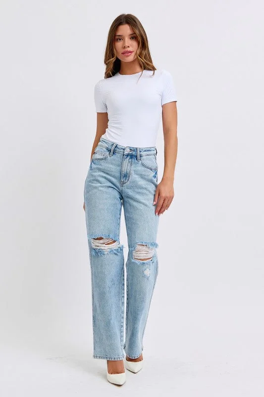 Limited Time Offers Judy Blue High Waist Magic Destroy 90's Straight Jeans