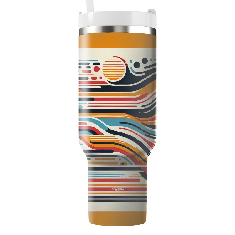 Stainless Steel Drinkware Retro Sporty Stripes Tumbler With Handle