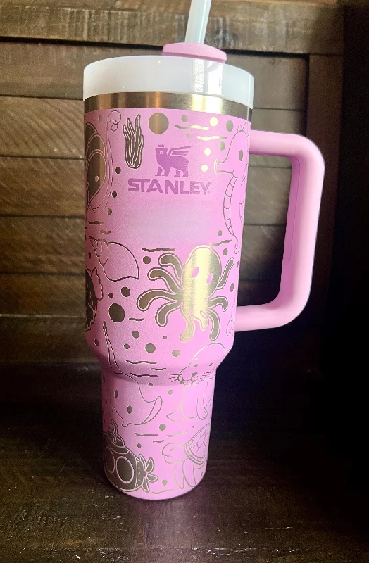 Portable Bottles Sale Ocean Themed 40oz Stainless Steel Tumbler