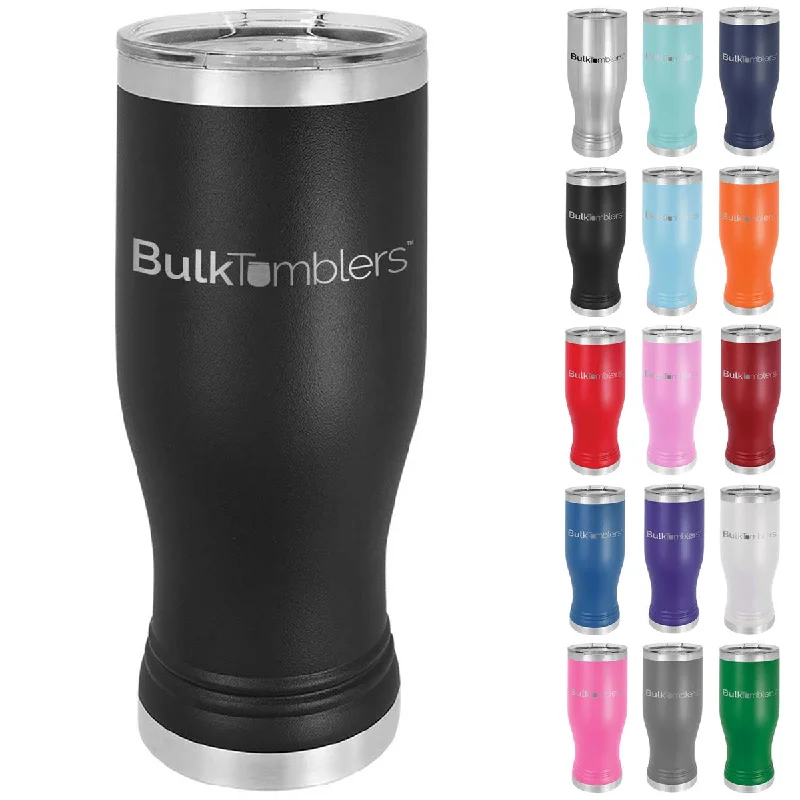 Stainless Drinkware Sale 20 oz Promo Personalized Beer Pilsner Glass Tumbler w Logo Laser Engraved on Insulated Stainless Steel + Lid Stainless Drinkware Sale 20 oz Promo Personalized Beer Pilsner Glass Tumbler w Logo Laser Engraved on Insulated Stainless Steel + Lid