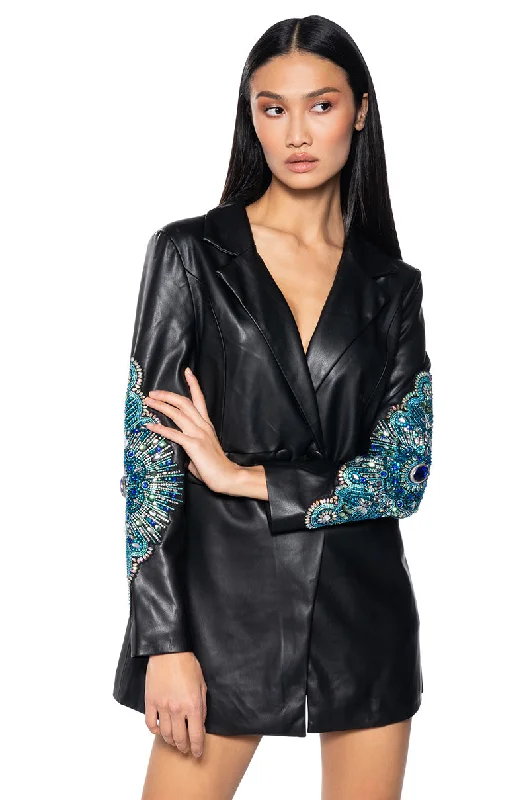 Chic Outfits AXELLE PU BLAZER WITH EMBELLISHMENTS