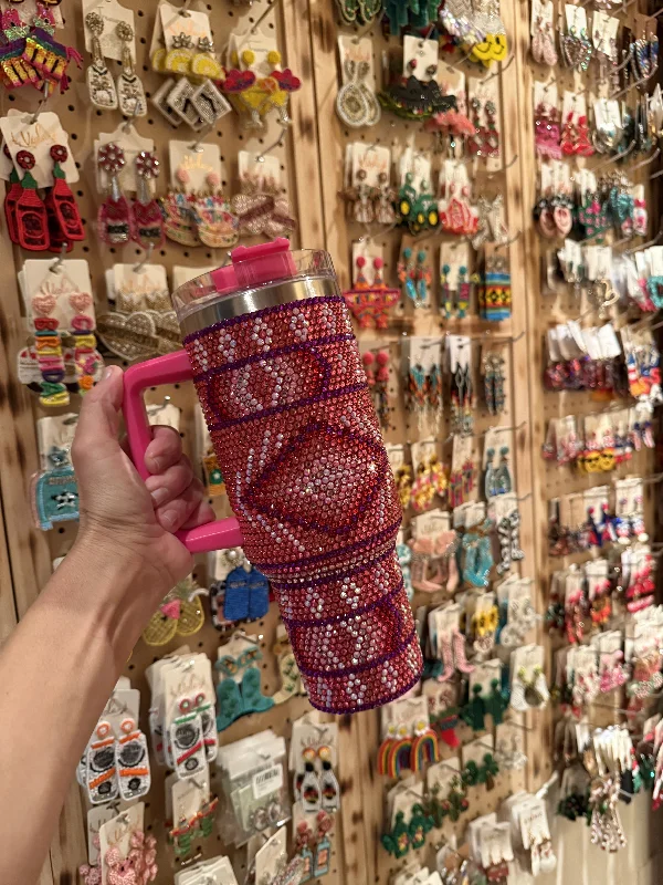 Affordable Drinkware Rhinestone Southwest 40oz TUMBLER   Pink
