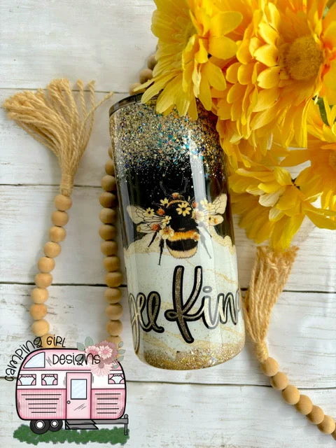 Holiday Drinkware Sale Bee kind 22oz thick glitter tumbler