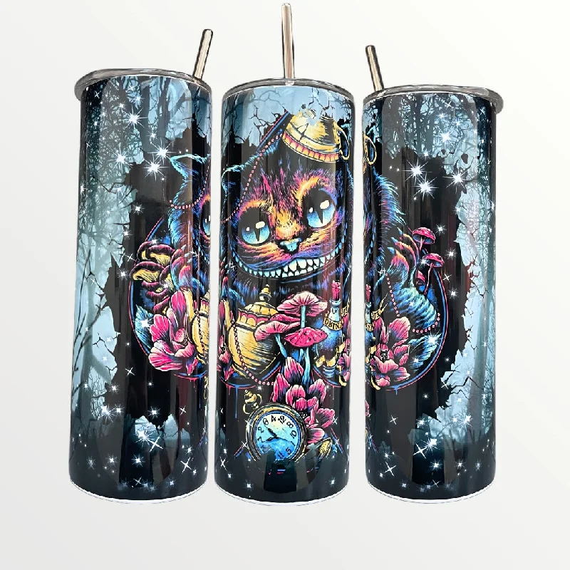 Elegant Glassware Sale Cheshire Cat - Alice in Wonderland 20/30oz Insulated Skinny Tumbler