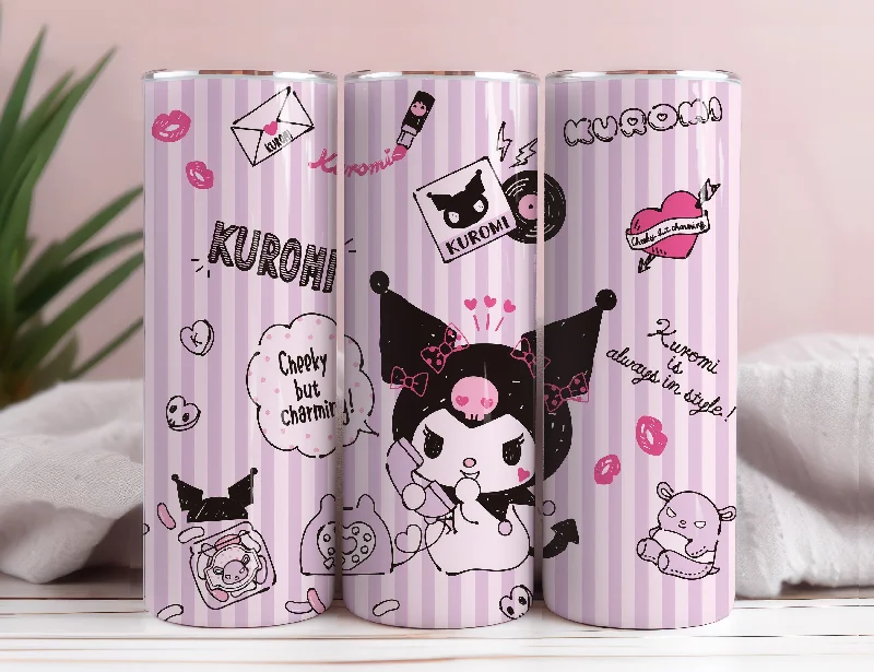Insulated Travel Drinkware Hello Kitty Coffee Tumbler Bundle, Spring Flower Pink Cat PNG, 20oz Straight Skinny Wrap, Cartoon Tumbler, Tumbler Wrap, Full Tumbler Wrap 41