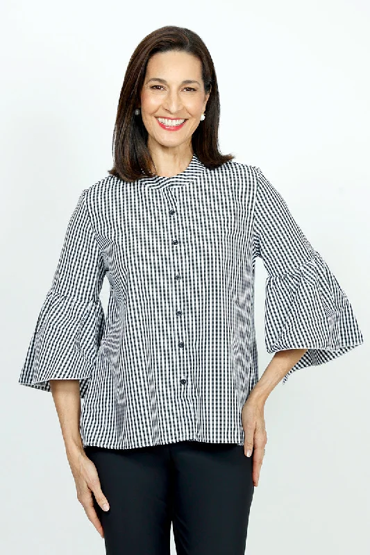 Limited Time Offer Cali Girls Check Flounce Sleeve Blouse