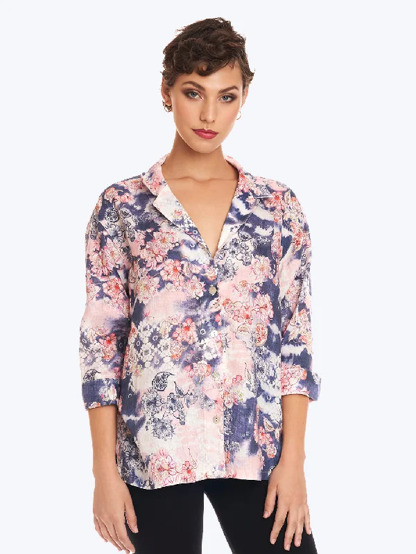 Your Timeless Wardrobe Awaits Tianello print "Estee" Linen "Aida" Blouse